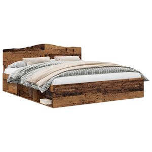 vidaXL Estructura de cama con cabecera Madera vieja 200 x 200 cm