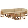 vidaXL Conjunto de sof&aacute;s de exterior 9 uds. Natural y Beige Poli&eacute;ster