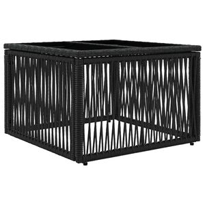 vidaXL Mesa de Jard&iacute;n Negro 55 x 55 x 37 cm Rattan PE y Cristal