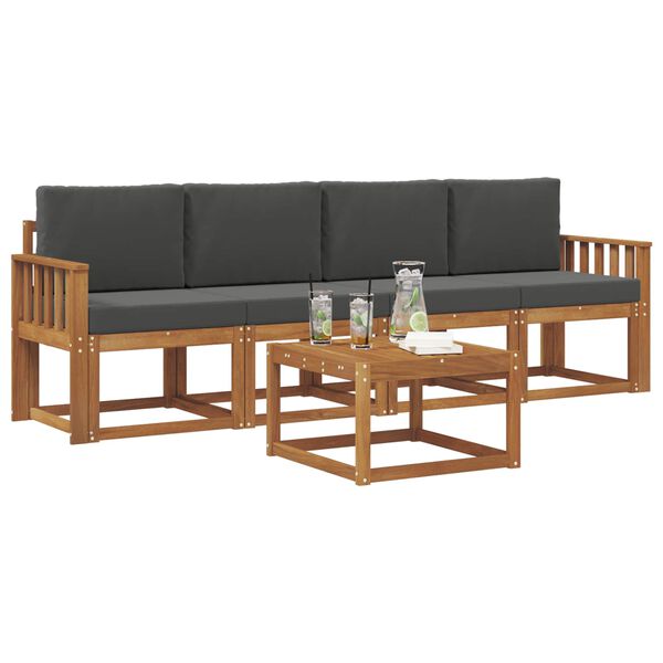 vidaXL Conjunto de sof&aacute;s de exterior 5 pcs Natural y Antracita