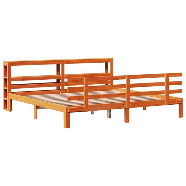 vidaXL Estructura cama con cabecero madera pino marr&oacute;n cera 180x200 cm