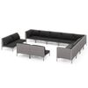 vidaXL Sof&aacute;s de jard&iacute;n 12 pzas cojines rat&aacute;n sint&eacute;tico gris oscuro