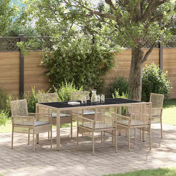 vidaXL Conjunto de Comedor de Jard&iacute;n 7 pcs Beige rat&aacute;n sint&eacute;tico