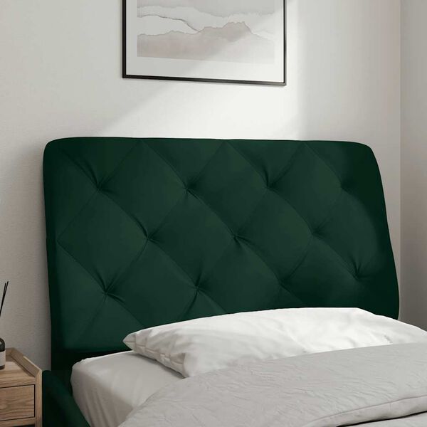 vidaXL Cabecero de cama acolchado terciopelo verde oscuro 90 cm