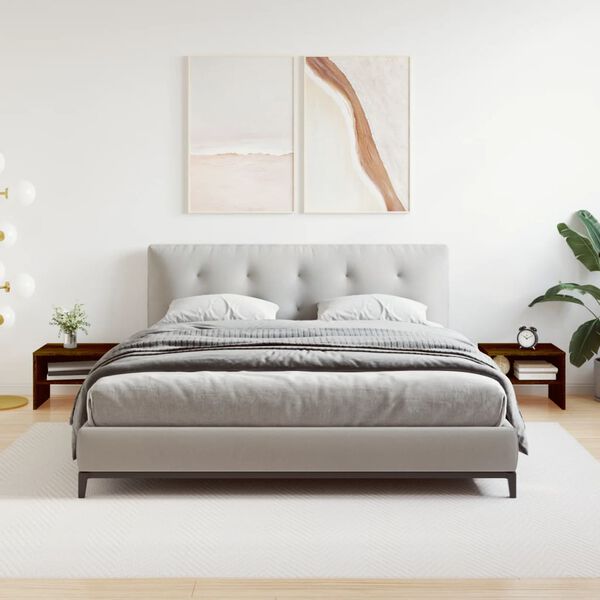 vidaXL Mesitas de noche 2 uds contrachapada marr&oacute;n roble 40x30x30 cm