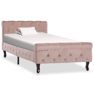 vidaXL Estructura de cama sin colch&oacute;n terciopelo rosa 90x200 cm