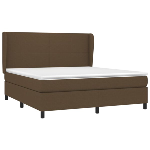 vidaXL Cama box spring con colch&oacute;n tela marr&oacute;n oscuro 160x200 cm