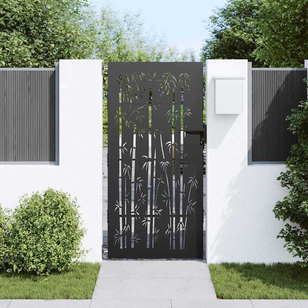 vidaXL Puerta de jardín acero corten diseño bambú 85x175 cm