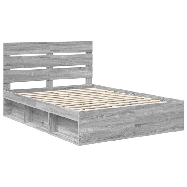 vidaXL Estructura de cama con cabecera Gris Sonoma 150 x 200 cm