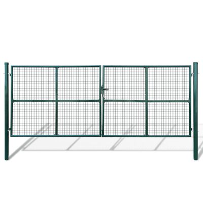 vidaXL Puerta de valla de jardín 415x200 cm/400x150 cm acero verde