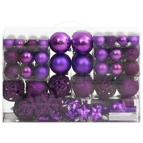 vidaXL Juego de bolas de Navidad 111 pzas poliestireno morado