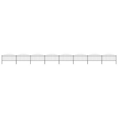 vidaXL Valla de jardín con punta de lanza acero negro (0,5-0,75)x13,6m
