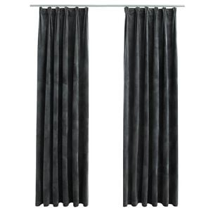 vidaXL Cortinas opacas y ganchos 2 uds terciopelo antracita 140x245 cm