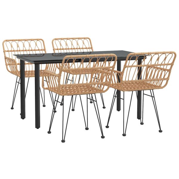 vidaXL Juego de comedor de jardín 5 piezas ratán sintético