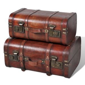 vidaXL Ba&uacute;l cofre de madera vintage marr&oacute;n 2 unidades