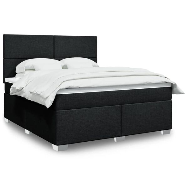 vidaXL Cama box spring con colch&oacute;n tela negro 180x200 cm