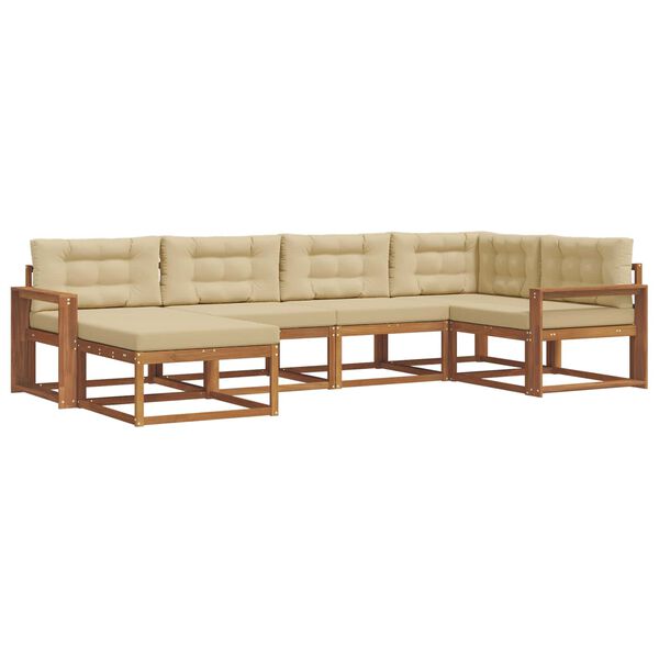 vidaXL Conjunto de sof&aacute;s de exterior con coj&iacute;n 6 pcs Natural y Beige