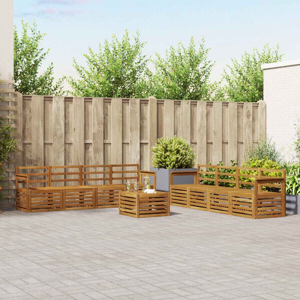 vidaXL Juegos de sof&aacute;s 9 pcs Natural Madera de Acacia S&oacute;lida