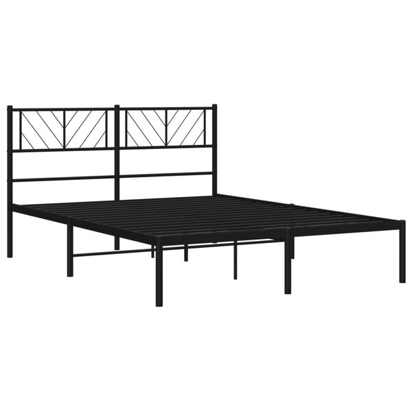 vidaXL Estructura cama sin colch&oacute;n con cabecero metal negro 160x200 cm