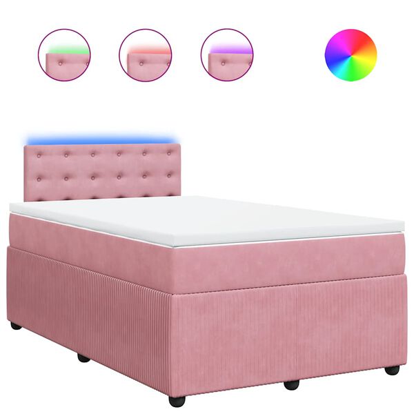 vidaXL Cama box spring con colch&oacute;n terciopelo rosa 120x190 cm