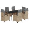 vidaXL Set comedor de jard&iacute;n 7 pzas con cojines rat&aacute;n sint&eacute;tico beige