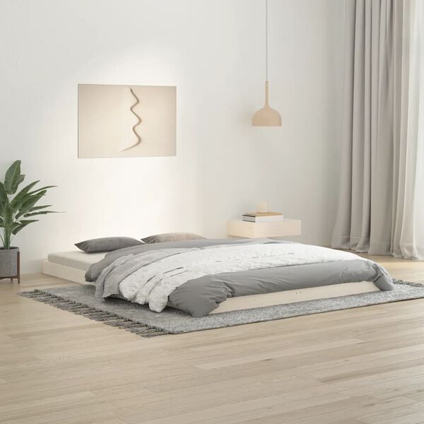 vidaXL Estructura de cama sin colch&oacute;n madera de pino blanca 140x200 cm