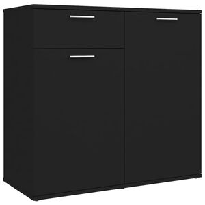 vidaXL Aparador de madera contrachapada negro 80x36x75 cm
