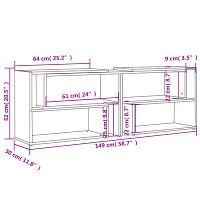 vidaXL Mueble de TV madera contrachapada blanco y roble 149x30x52 cm
