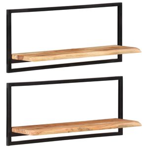 vidaXL Estantes de pared 2 unidades madera maciza acacia 80x25x35 cm