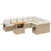 vidaXL Juego de sof&aacute;s jard&iacute;n con cojines beige 10 pzas rat&aacute;n sint&eacute;tico