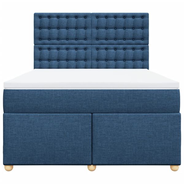 vidaXL Cama box spring con colch&oacute;n tela azul 160x200 cm