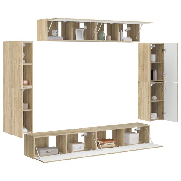 vidaXL Mueble de TV 8 pcs Roble Sonoma