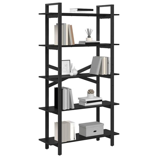 vidaXL Estante de libros Roble Negro 100 x 33,5 x 178 cm