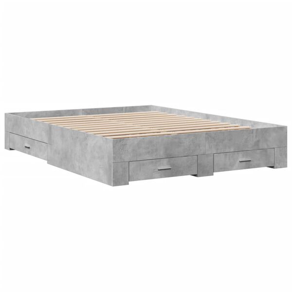 vidaXL Cama con cajones madera ingenier&iacute;a gris hormig&oacute;n 140x200 cm