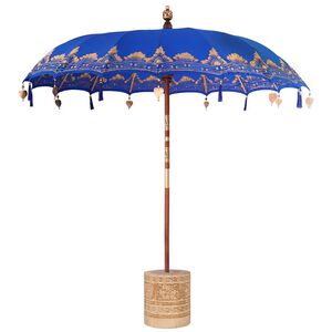 vidaXL Paraguas balin&eacute;s con base Azul 215 x 215 x 260 cm Algod&oacute;n