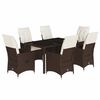 vidaXL Set comedor de jard&iacute;n 7 pzas con cojines rat&aacute;n sint&eacute;tico marr&oacute;n