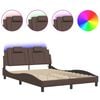 vidaXL Estructura de cama Viana con LED sin colch&oacute;n marr&oacute;n 140x200 cm