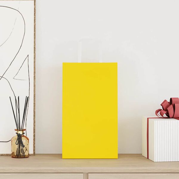 vidaXL Bolsas de papel con asas 250 uds amarillas 21x11x36 cm
