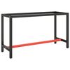 vidaXL Estructura banco de trabajo metal negro y rojo mate 140x50x79cm