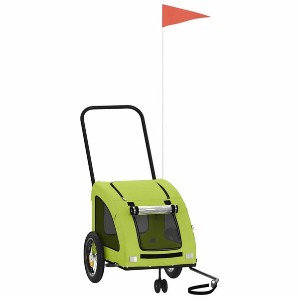 vidaXL Remolque de bicicleta mascotas hierro tela Oxford verde