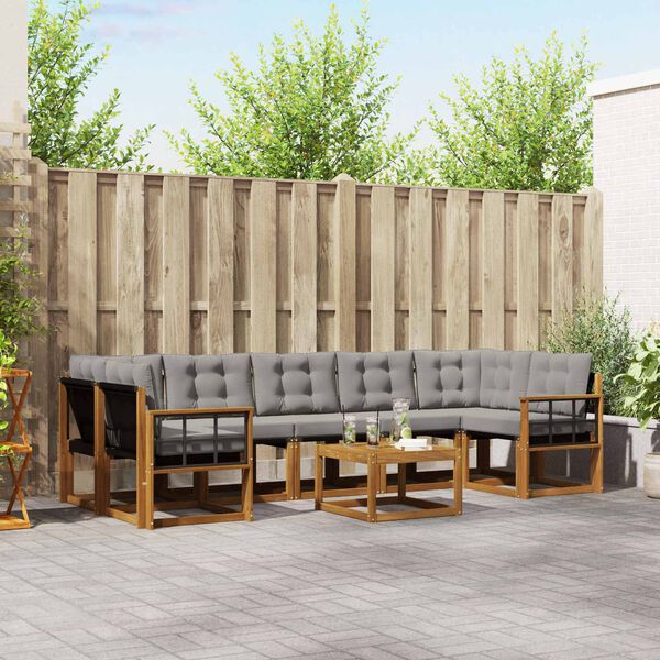 vidaXL Conjunto de sof&aacute;s de exterior 8 pcs Gris Natural y Claro