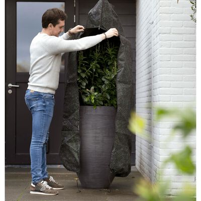 Capi Cubierta para plantas pequeña estampado negro y verde 75x150 cm
