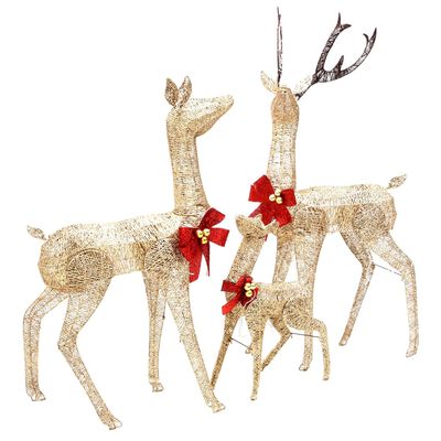 vidaXL Figuras de familia de renos de Navidad dorado 201 LED