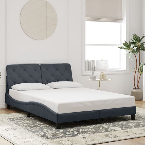 vidaXL Estructura de cama con LED sin colch&oacute;n terciopelo gris oscuro 140x200 cm
