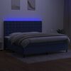 vidaXL Cama box spring colchón y luces LED tela azul 200x200 cm