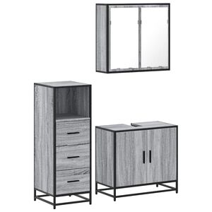 vidaXL Set de muebles de ba&ntilde;o 3 pzas madera contrachapada gris sonoma