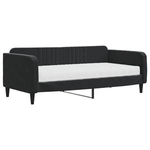 vidaXL Sof&aacute; cama con colch&oacute;n terciopelo negro 90x190 cm