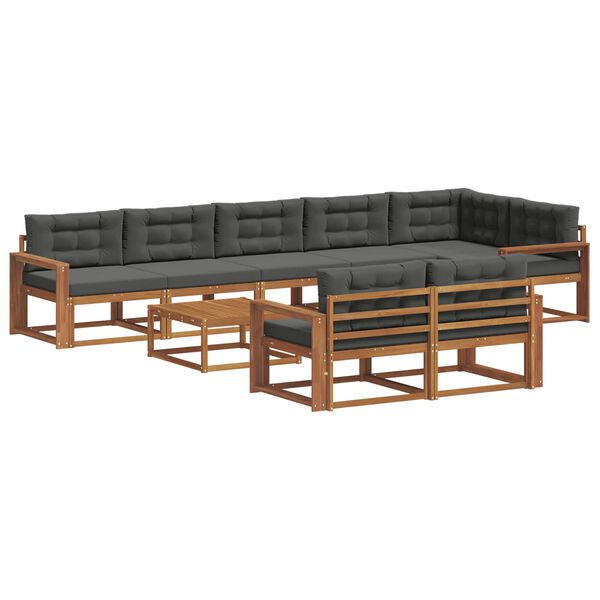 vidaXL Conjunto de sof&aacute;s de exterior 9 pcs Natural y Antracita