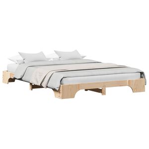 vidaXL Estructura de cama Natural 160 x 200 cm Madera de pino macizo