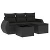 vidaXL Set de muebles de jard&iacute;n 5 pzas y cojines rat&aacute;n sint&eacute;tico negro